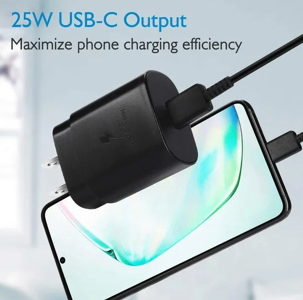 NEW 25W Type USB C Super Fast Wall Charger 6FT Cable For Galaxy S20 S21 S22
