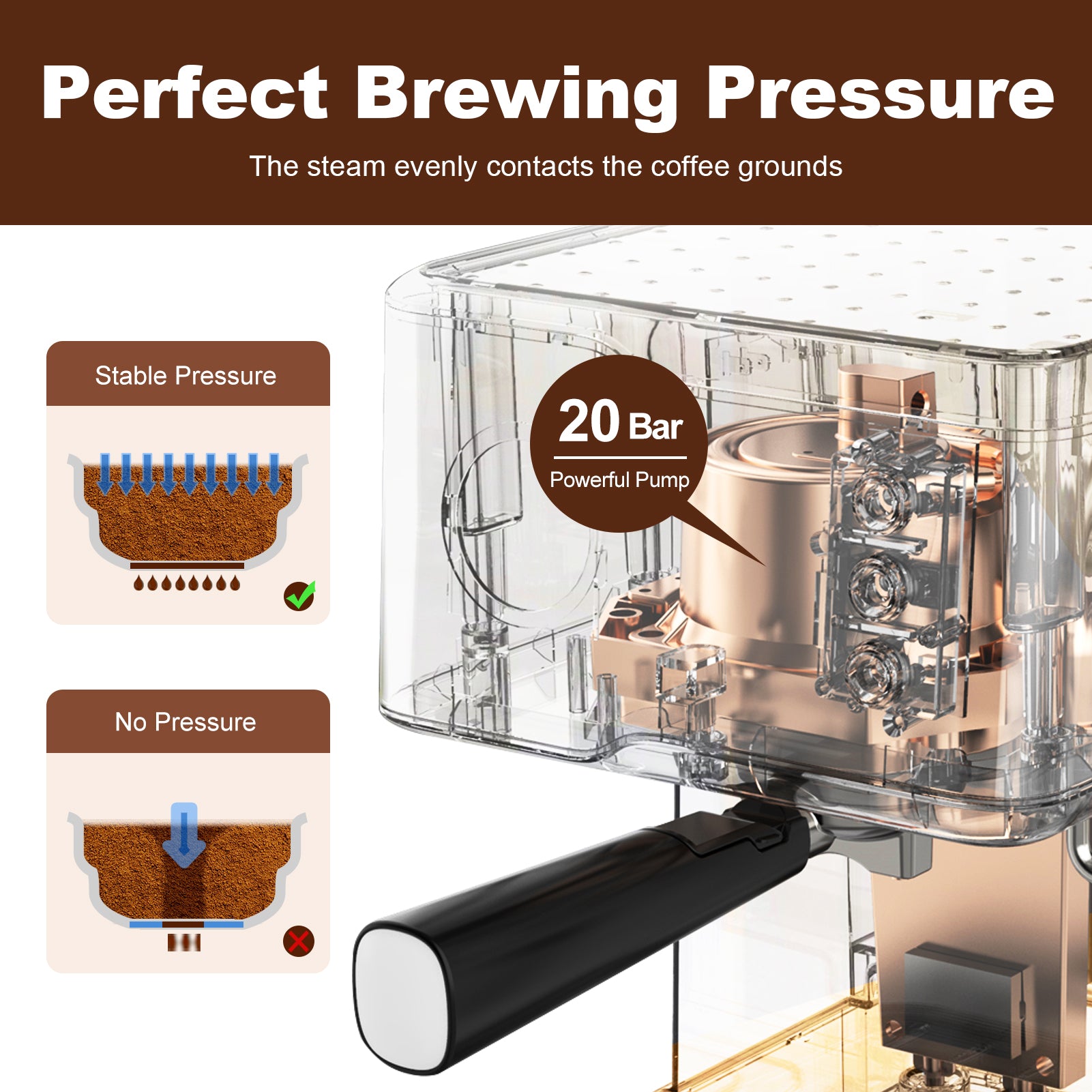 NEW Chef Espresso Machine, Espresso & Cappuccino Latte Maker 20 Bar Coffee Machine Compatible With ESE POD Capsules Filter&Milk Frother Steam Wand, 950W, 1.5L Water Tank Ban On Amazon