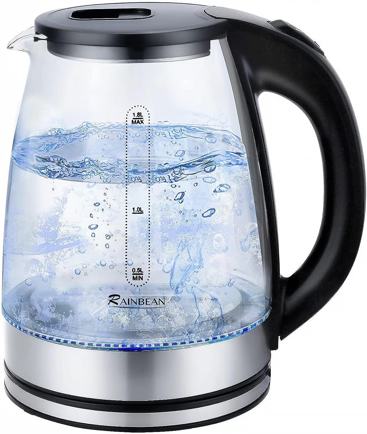 NEW Electric Kettle Water Boiler, 1.8L Electric Tea Kettle, Wide Opening Hot Water Boiler With LED Light, Auto Shut-Off & Boil Dry Protection, Glass Black