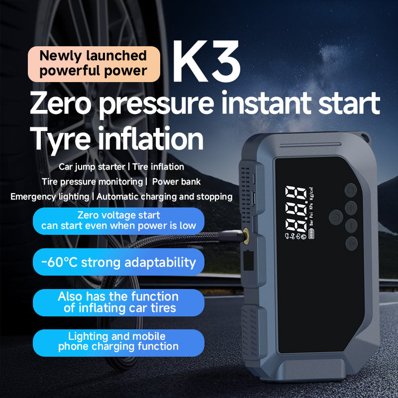 NEW Car Battery Starter With Air Compressor 150PSI With Digital Tire Inflator 12V Car Battery