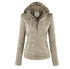 Fashion Detachable Hooded Jacket With Pockets Casual Solid Color Zipper Long Sleeve Leather Coat Autumn Winter Women&