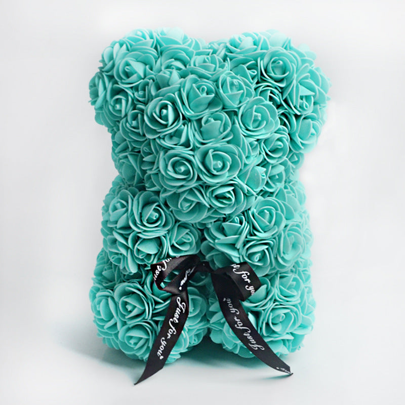 Rose Bear Gift – Handmade 10” Eternal Flower Teddy, Romantic Gift for Her