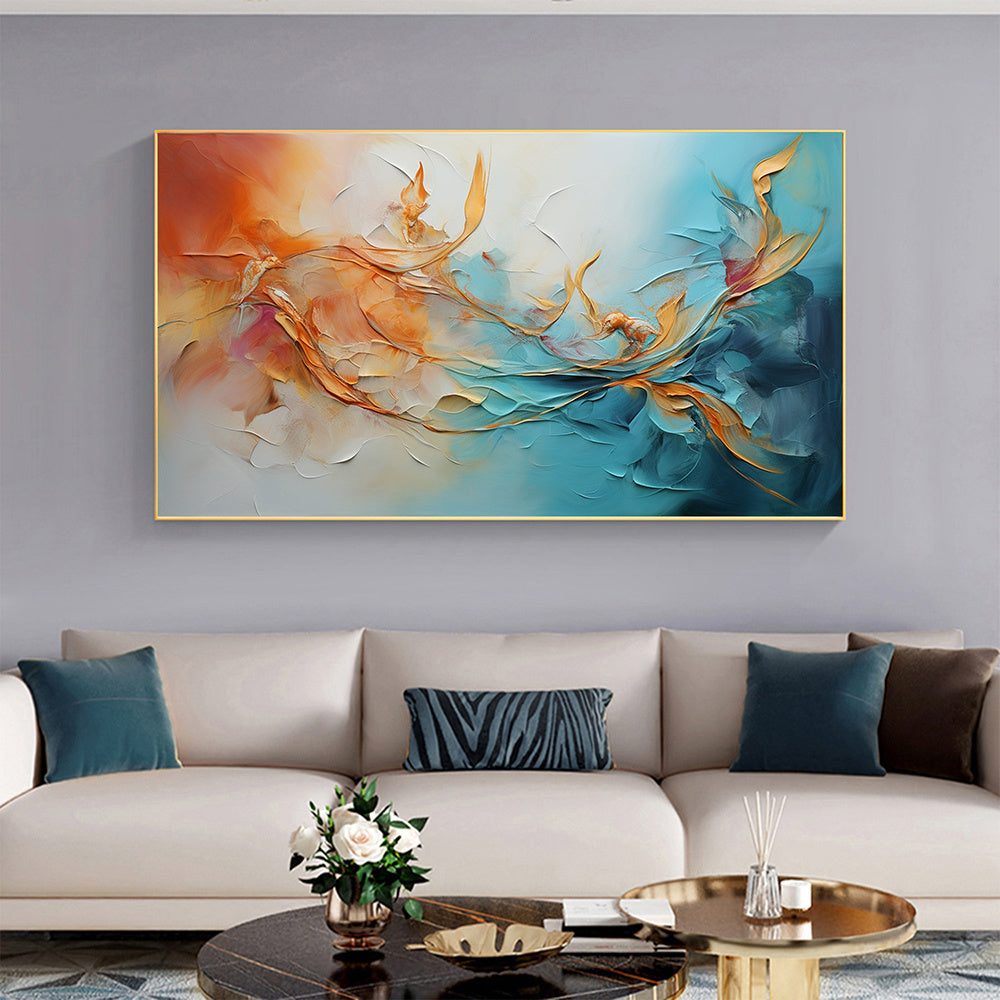 NEW Abstract Flowers Wall Decor Art Poster Ocean Seaside Thick Gray And Black Oil Painting (US ONLY)