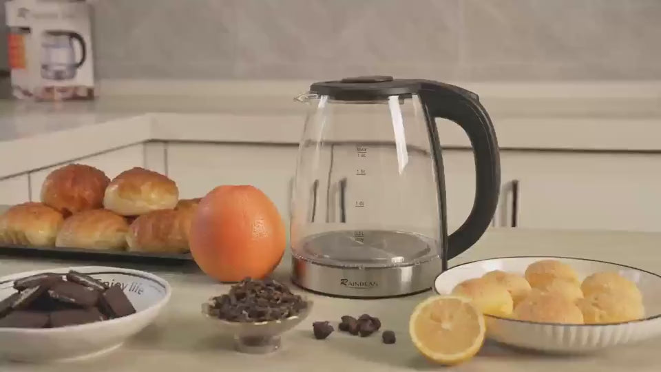 NEW Electric Kettle Water Boiler, 1.8L Electric Tea Kettle, Wide Opening Hot Water Boiler With LED Light, Auto Shut-Off & Boil Dry Protection, Glass Black