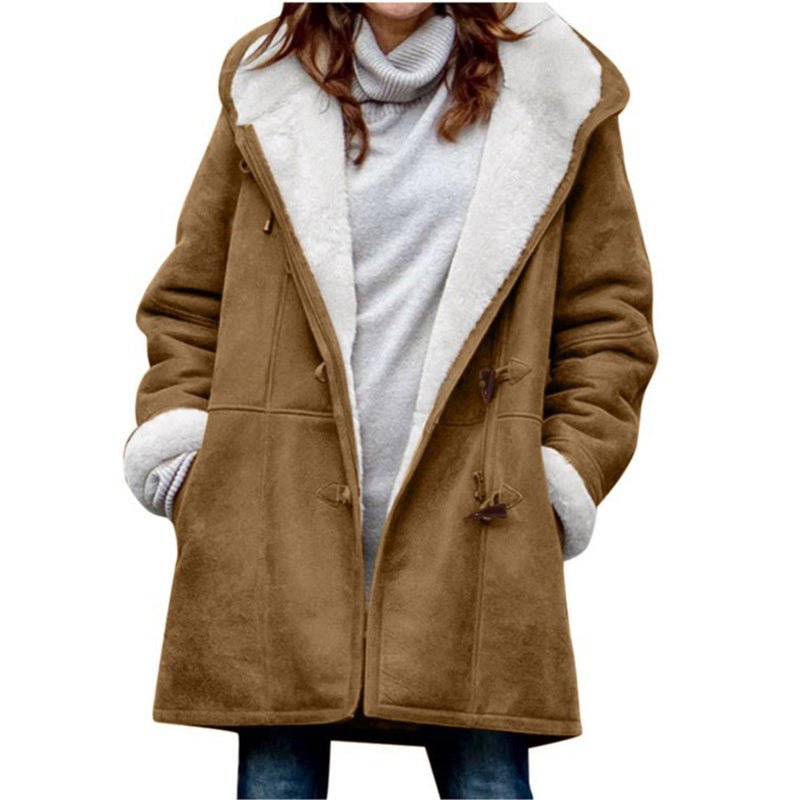 Winter Jackets For Women Sherpa Lined Jacket Women Duffle Toggle Coat Hooded Fleece Jacket - JonaStore