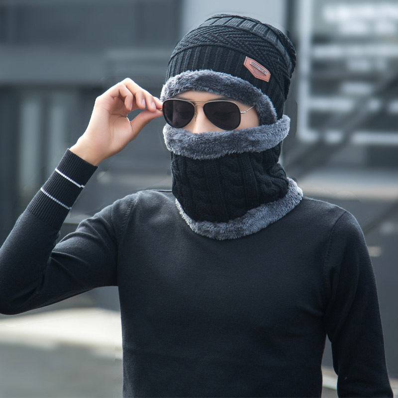 NEW Winter Beanie Hat Scarf Set Warm Knit Hat Thick Fleece Lined Winter Hat Neck Warmer For Men Women