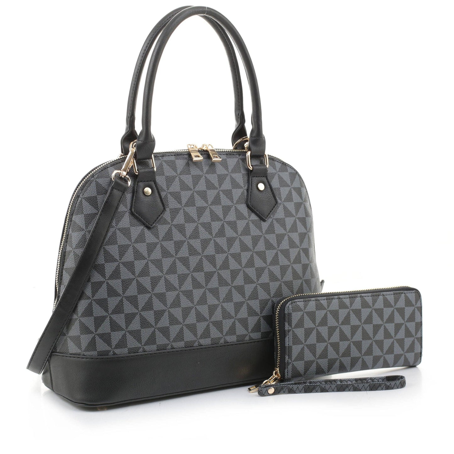M20187 Geometric Monogram Designer Dome Satchel Set