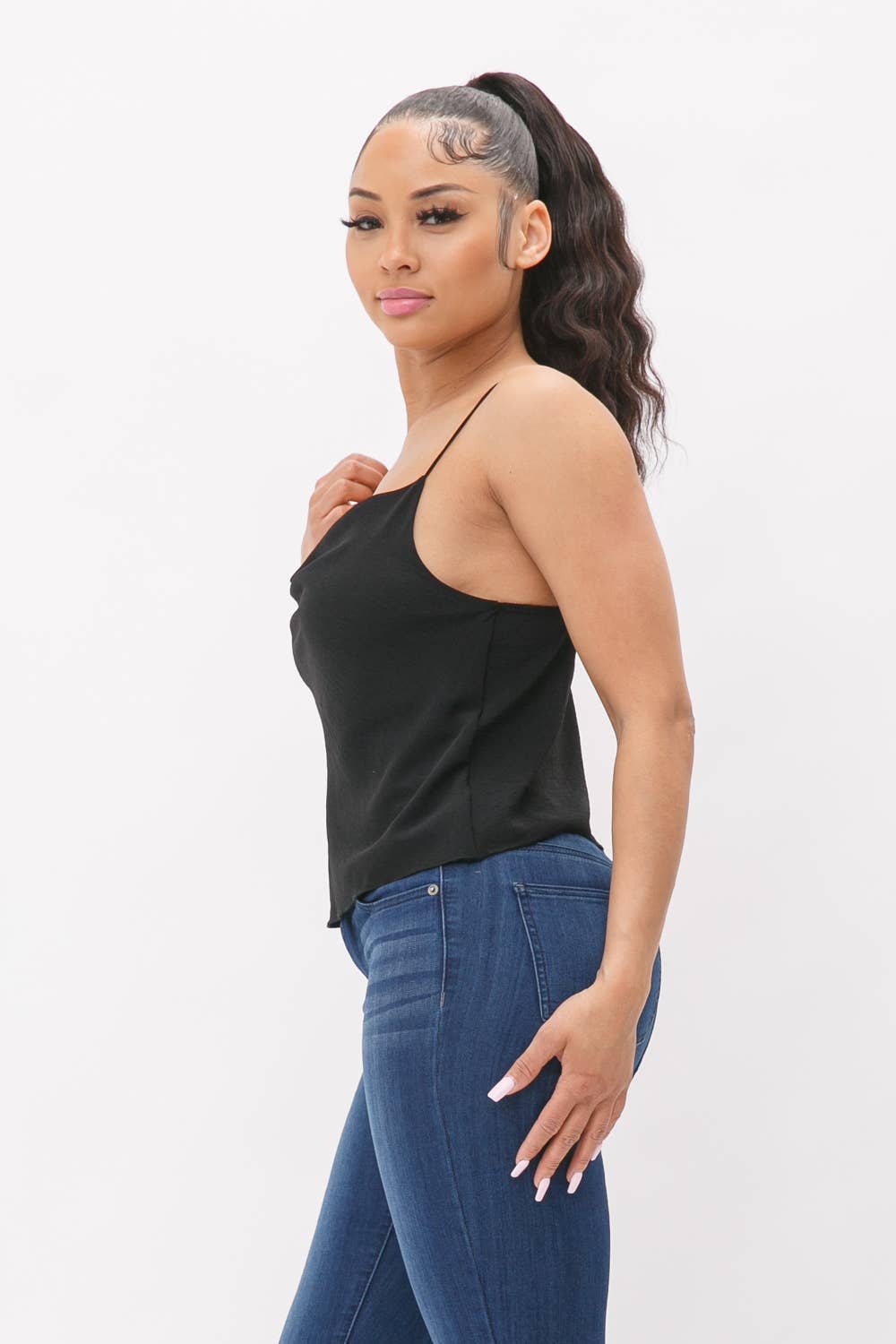 Cowl Neck Spaghetti Strap Cami Top
