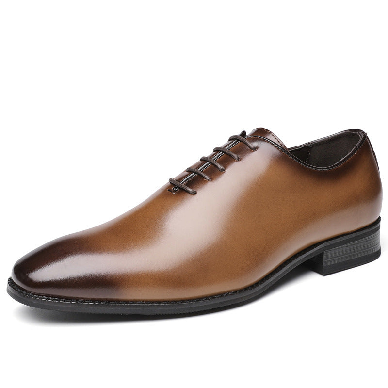 New Leather Hand-polished Business Shoes Men's Formal Wear Lace-up Shoes For Young Gentlemen
