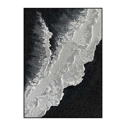 NEW Modern Abstract Hand Painted Wall Decor Art Poster Ocean Seaside Thick Gray And Black Oil Painting Simple Design Wall Art, Unframed.