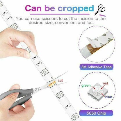 RGB LED Strip Lights 5050 SMD – Bluetooth Smart Light Strip with Remote + App Control (5–20m)