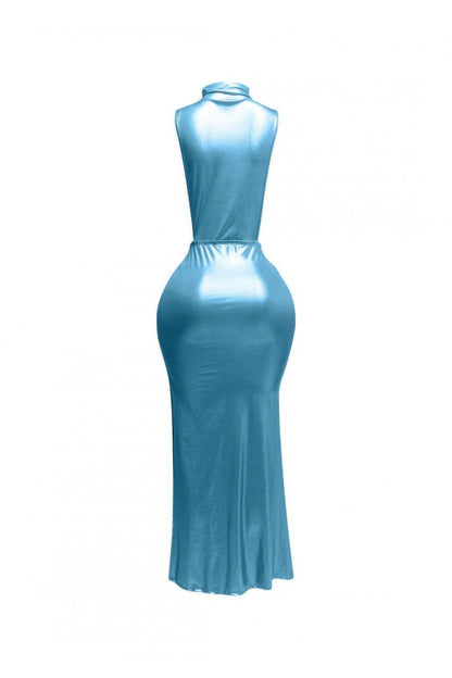 Mock Neck And Tied Waist Dress
