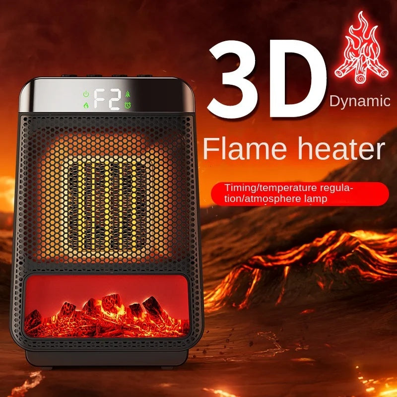 NEW Fan Heater 3D Dynamic Flame Bathroom Home Heater 1500W Portable Household ECO Electric Heater PTC Fast Heating Shake Head Warmer