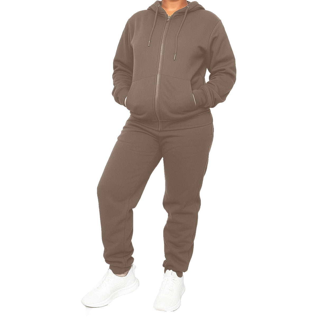 Women's Fleece Lined 2 Piece Full-Zip Hoodie and Jogger Set