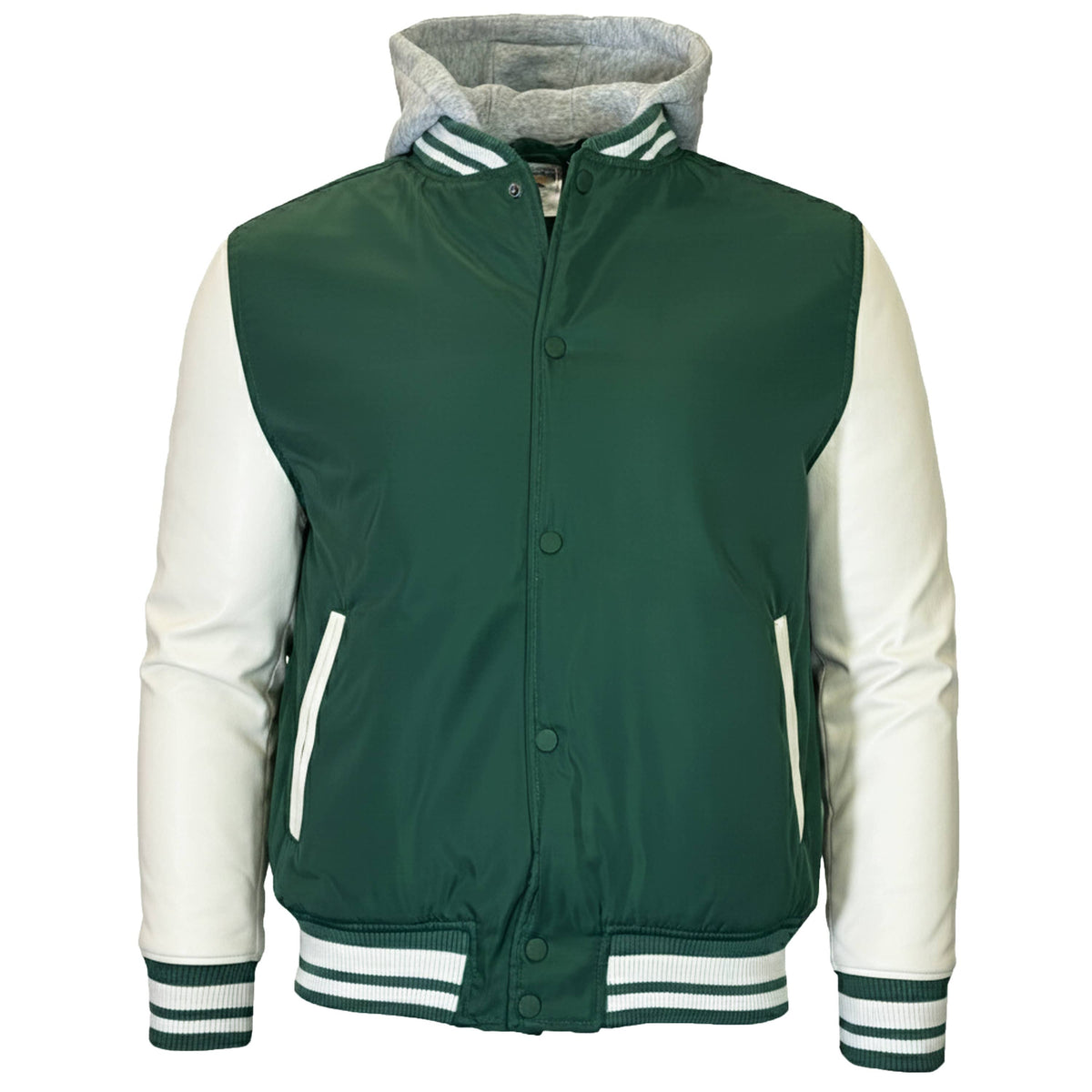 Men’s Hooded Varsity Jacket w/ Detachable Hood