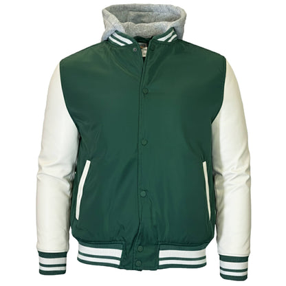 Men’s Hooded Varsity Jacket w/ Detachable Hood
