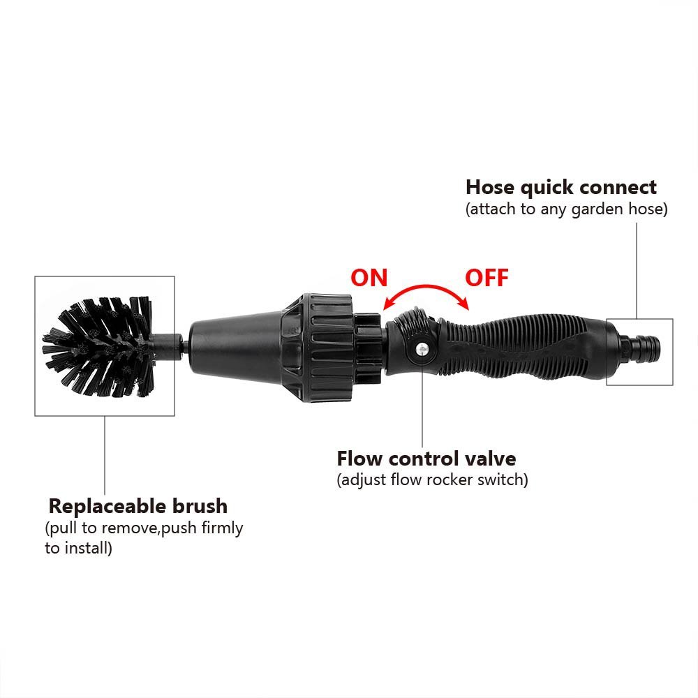 NEW Water-driven Rotary Cleaning Brush Wash Hand-held Water Spray Brush