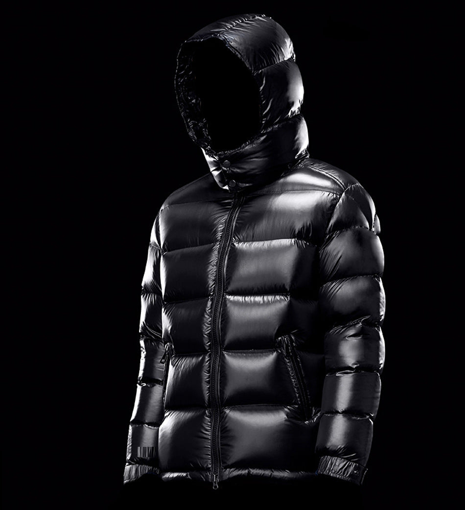 Men’s Premium White Goose Down Hooded Jacket – Stand Collar, Warm Winter Puffer Coat (M–3XL)