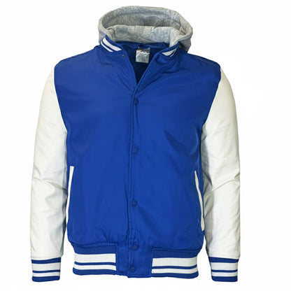 Men’s Hooded Varsity Jacket w/ Detachable Hood