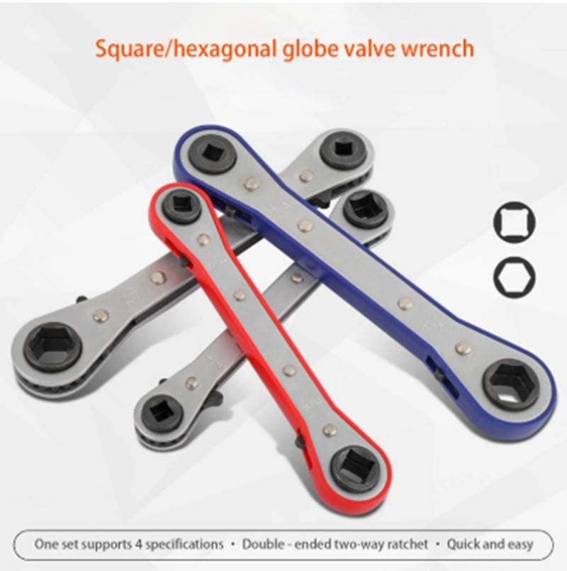 Two-way Ratchet Wrench With Four Corners And Square Hex