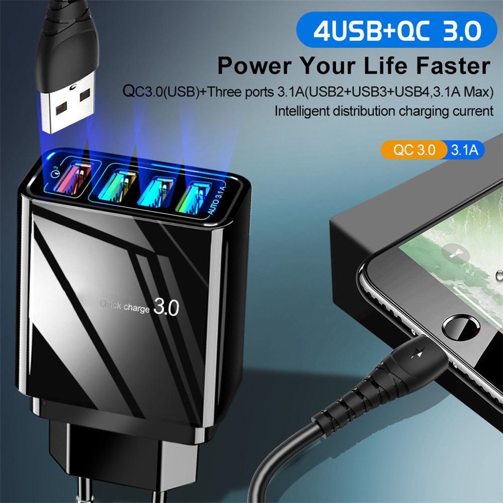 NEW Illuminated 4USB Mobile Phone Charger 3A Charging Head