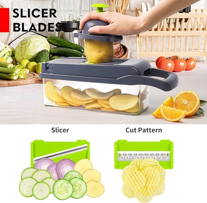 12 In 1 NEW Manual Vegetable Chopper Kitchen Gadgets Food Chopper Onion Cutter Vegetable Slicer - JonaStore