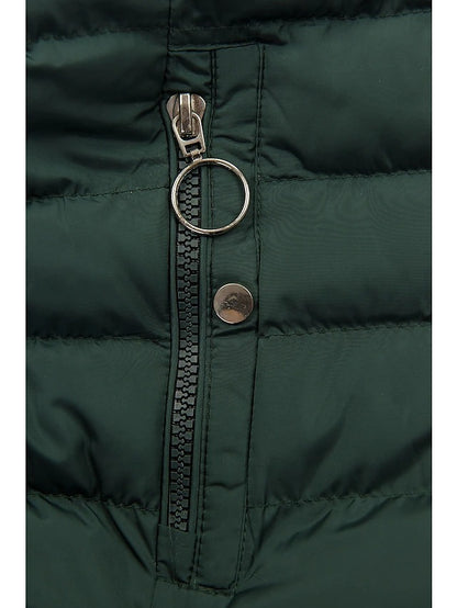Manteau rembourré en coton à capuche mi-longue avec fermeture éclair oblique pour femme