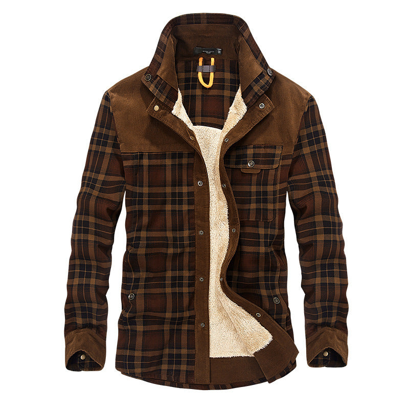 NEW Winter Jacket Men Thicken Warm Fleece Jackets Coats Pure Cotton Plaid Jacket Military Clothes