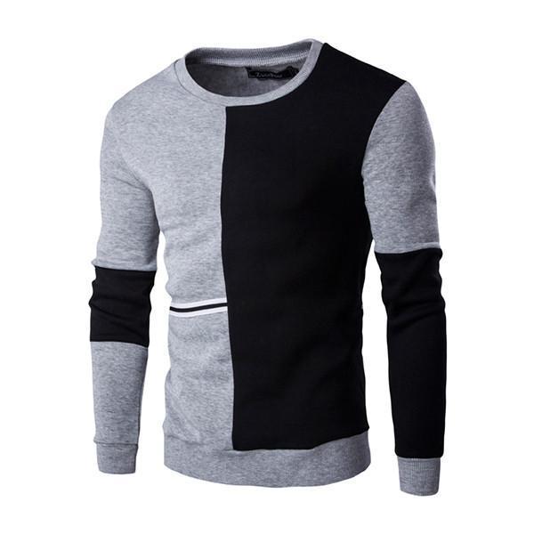 Casual Sweatshirt O-Neck Patchwork Slim Fit Pull Over