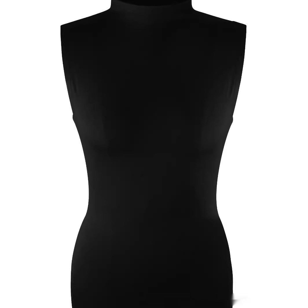 Turtleneck Skinny Slimming Sleeveless Sheath Thread Dress