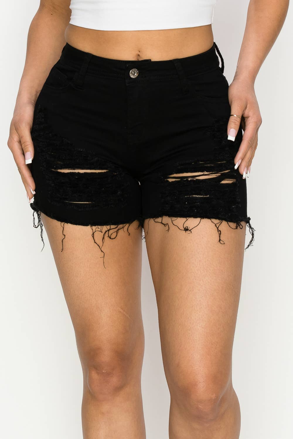 S-2102 2108 2109 HIGH WAISTED SUPER-STRETCH DENIM SHORTS