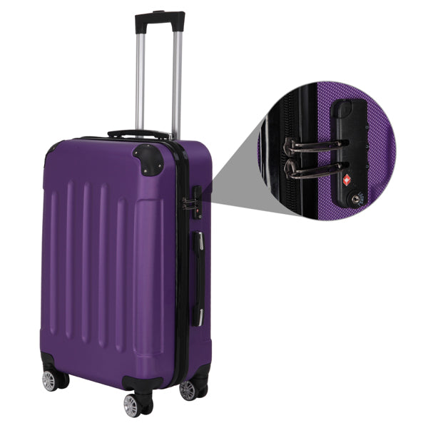 3-in-1 ABS Luggage Set – Lightweight, Durable Travel Suitcase Trio with Large Capacity & Heavy-Duty Handles (Purple)