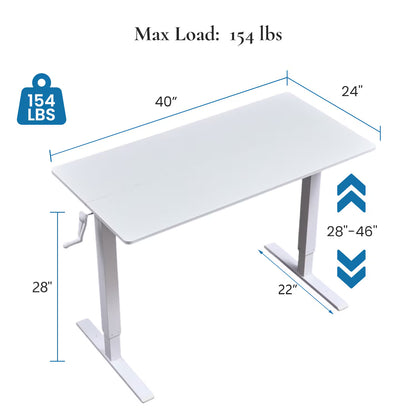 NEW Hand-Crank Adjustable Office Desk Height Adjustable, With Flat Metal Legs Perfect For Home, Office, Gaming, Or Study Use