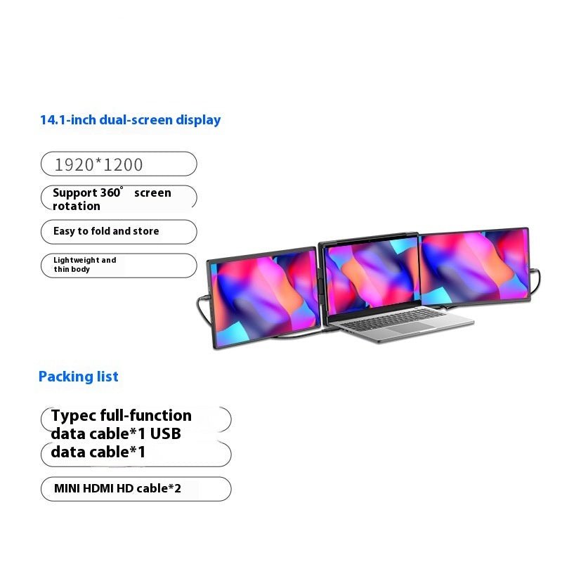 141 - inch Dual - screen Portable Display External Convenient Display - JonaStore