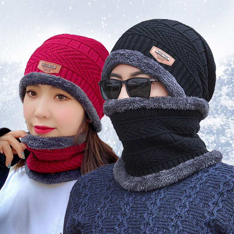 NEW Winter Beanie Hat Scarf Set Warm Knit Hat Thick Fleece Lined Winter Hat Neck Warmer For Men Women