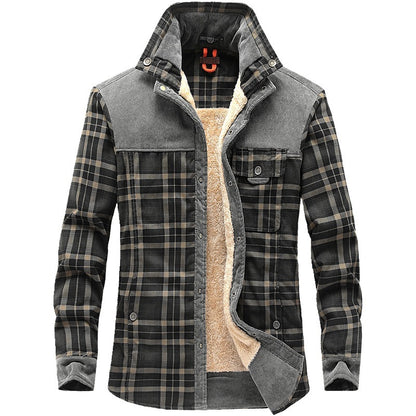 NEW Winter Jacket Men Thicken Warm Fleece Jackets Coats Pure Cotton Plaid Jacket Military Clothes