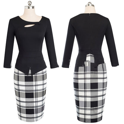 European Beauty Slim Slim Printed Dress With Bag Hips