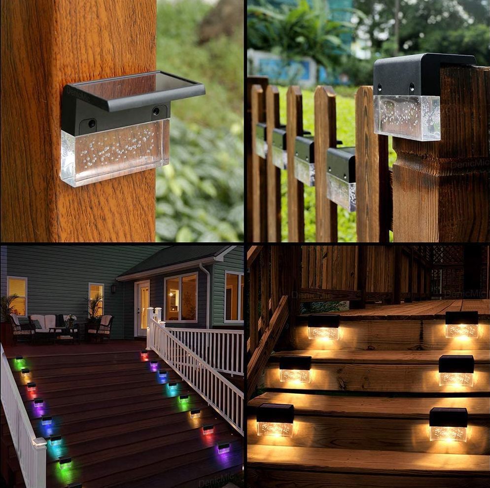 NEW Waterproof New RGB LED Solar Light Step Fence Light