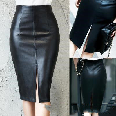 NEW Women PU Leather Skirt Hip Skirt Ladies Dress