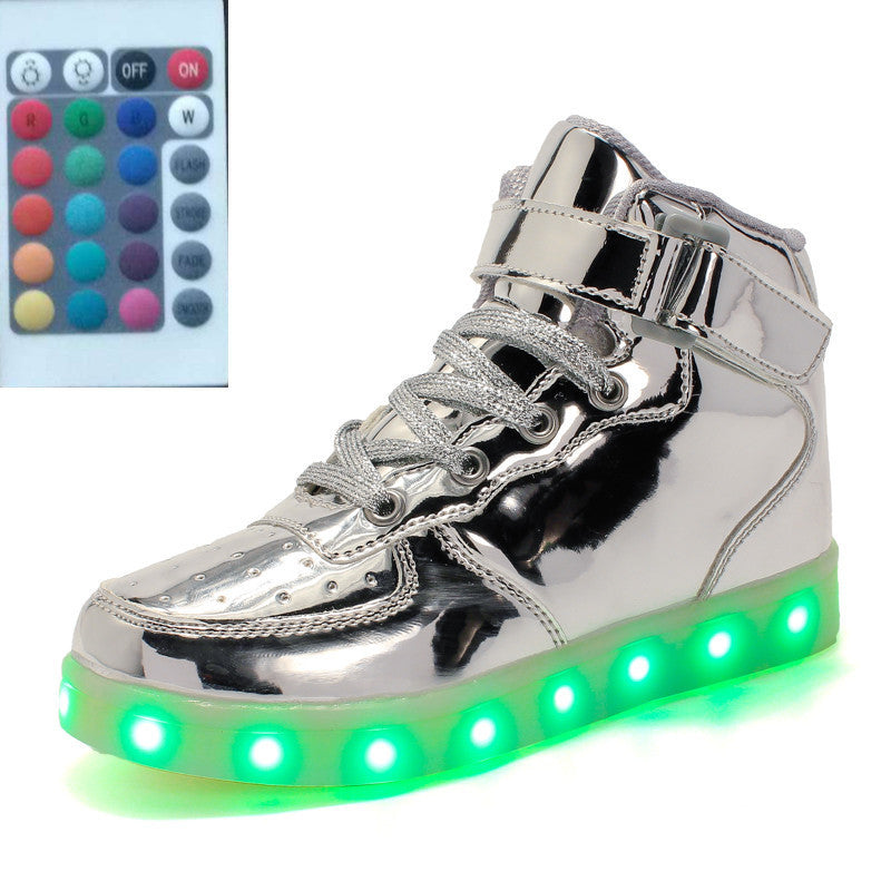 NEW High-top LED Luminous Shoes Remote Control Light Shoes Square Ghost Dance Light Shoes Luminous Running Shoes Men And Women Shoes