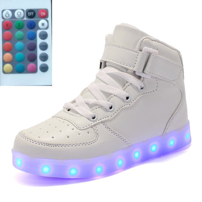 NEW High-top LED Luminous Shoes Remote Control Light Shoes Square Ghost Dance Light Shoes Luminous Running Shoes Men And Women Shoes