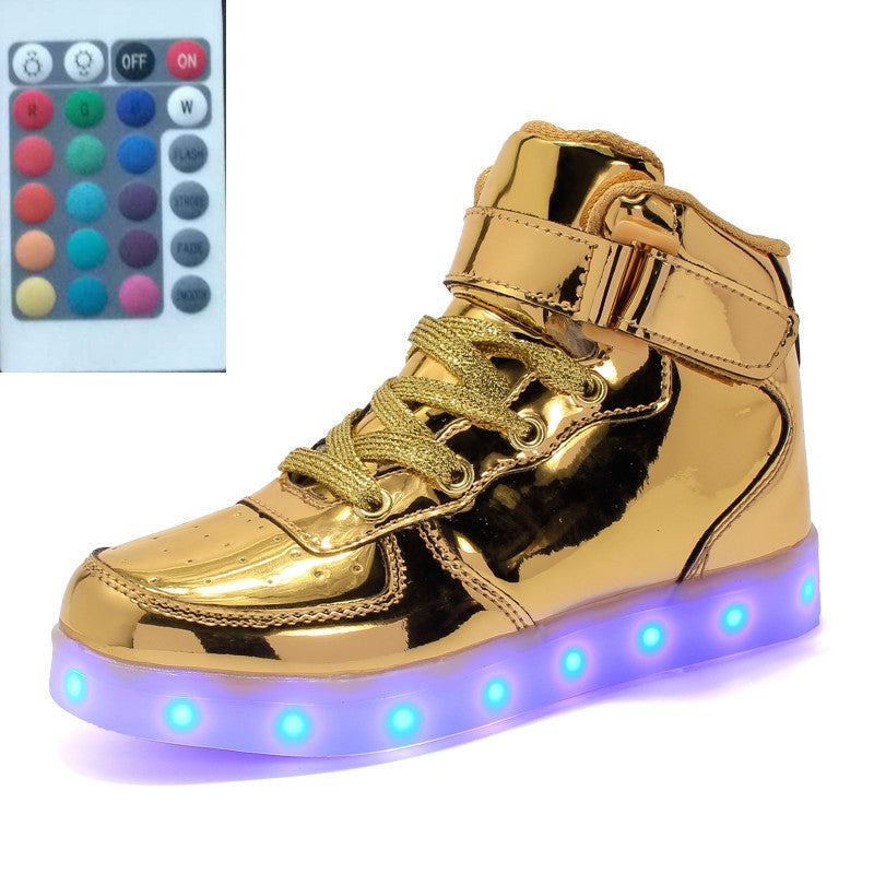 NEW High-top LED Luminous Shoes Remote Control Light Shoes Square Ghost Dance Light Shoes Luminous Running Shoes Men And Women Shoes