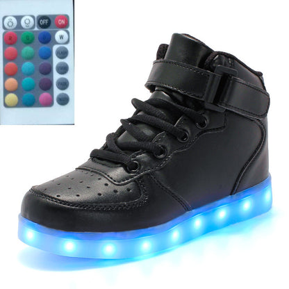 NEW High-top LED Luminous Shoes Remote Control Light Shoes Square Ghost Dance Light Shoes Luminous Running Shoes Men And Women Shoes