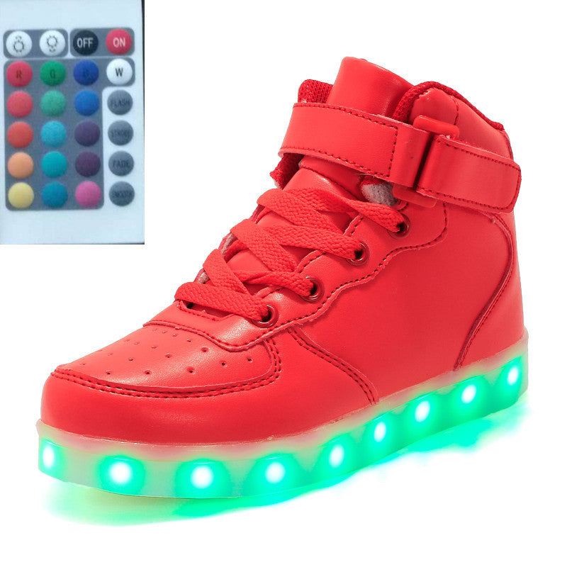 NEW High-top LED Luminous Shoes Remote Control Light Shoes Square Ghost Dance Light Shoes Luminous Running Shoes Men And Women Shoes