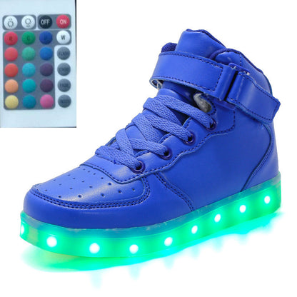 NEW High-top LED Luminous Shoes Remote Control Light Shoes Square Ghost Dance Light Shoes Luminous Running Shoes Men And Women Shoes