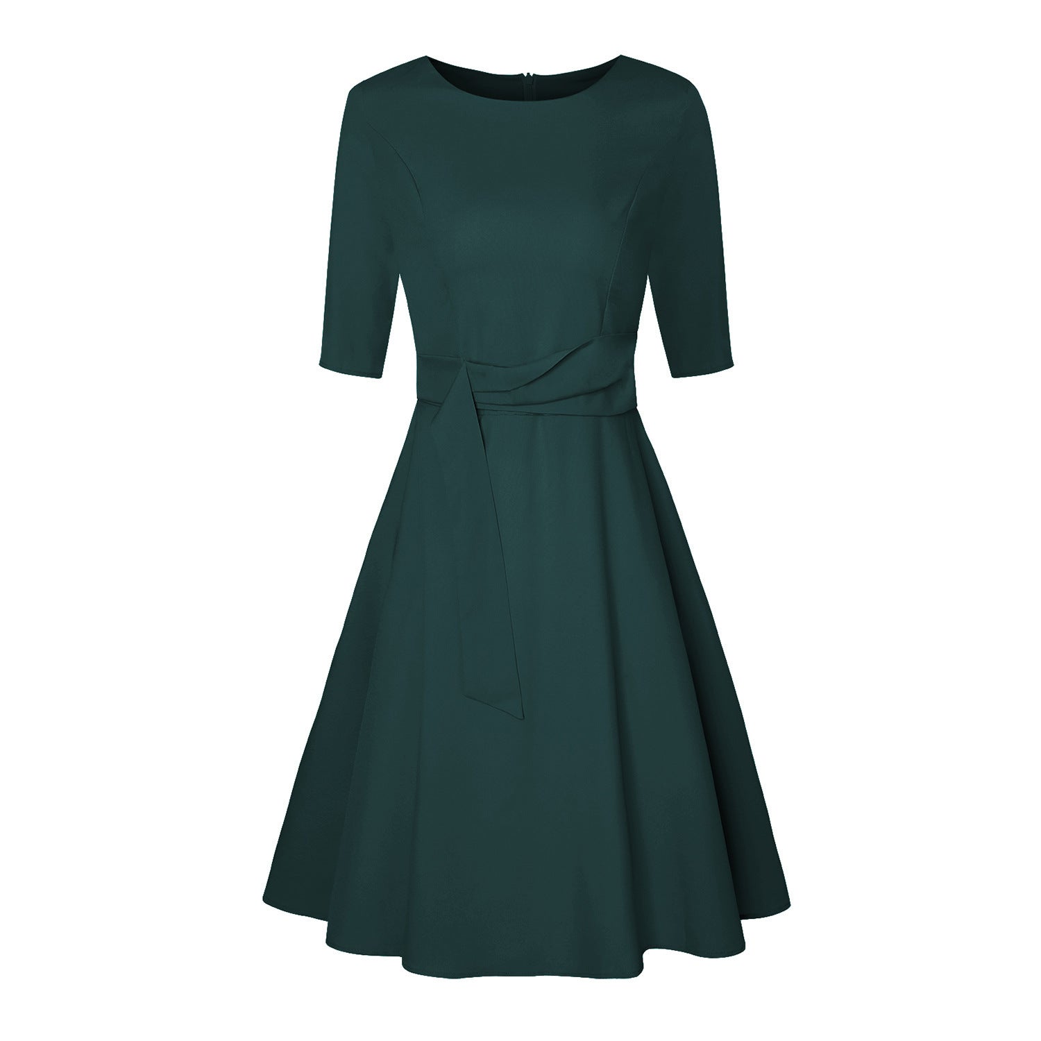 Mid-sleeve Lace-up Waist Dress