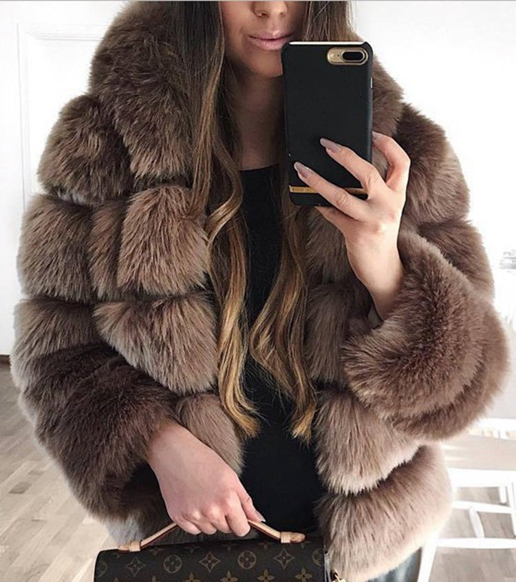 NEW Women Luxury Winter Warm Fluffy Faux Fur Short Coat Jacket