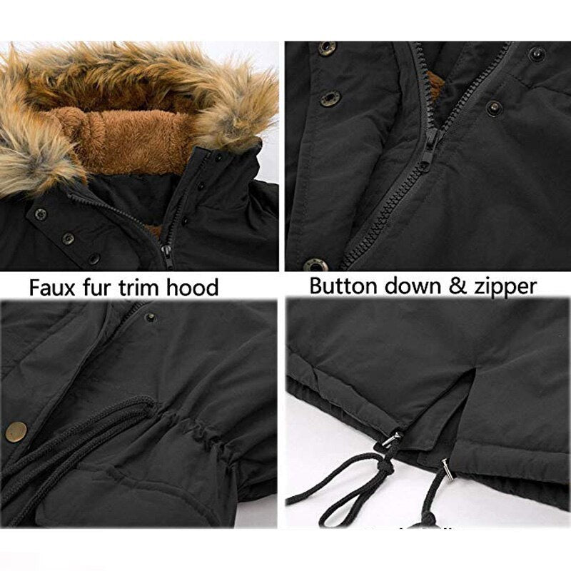 NEW Hooded fur collar winter warm jacket