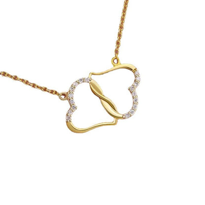 Fashion Necklace Double Love Heart Inlaid Zircon Mother Gift - Jona store