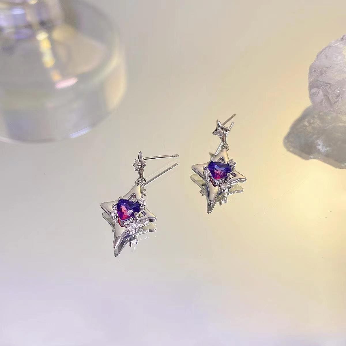 Purple Gradient Asterism Earrings - Jona store